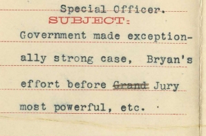 Telegram from Special Officer B.W. Bell to Attorney General concerning lynching of Frazier Baker