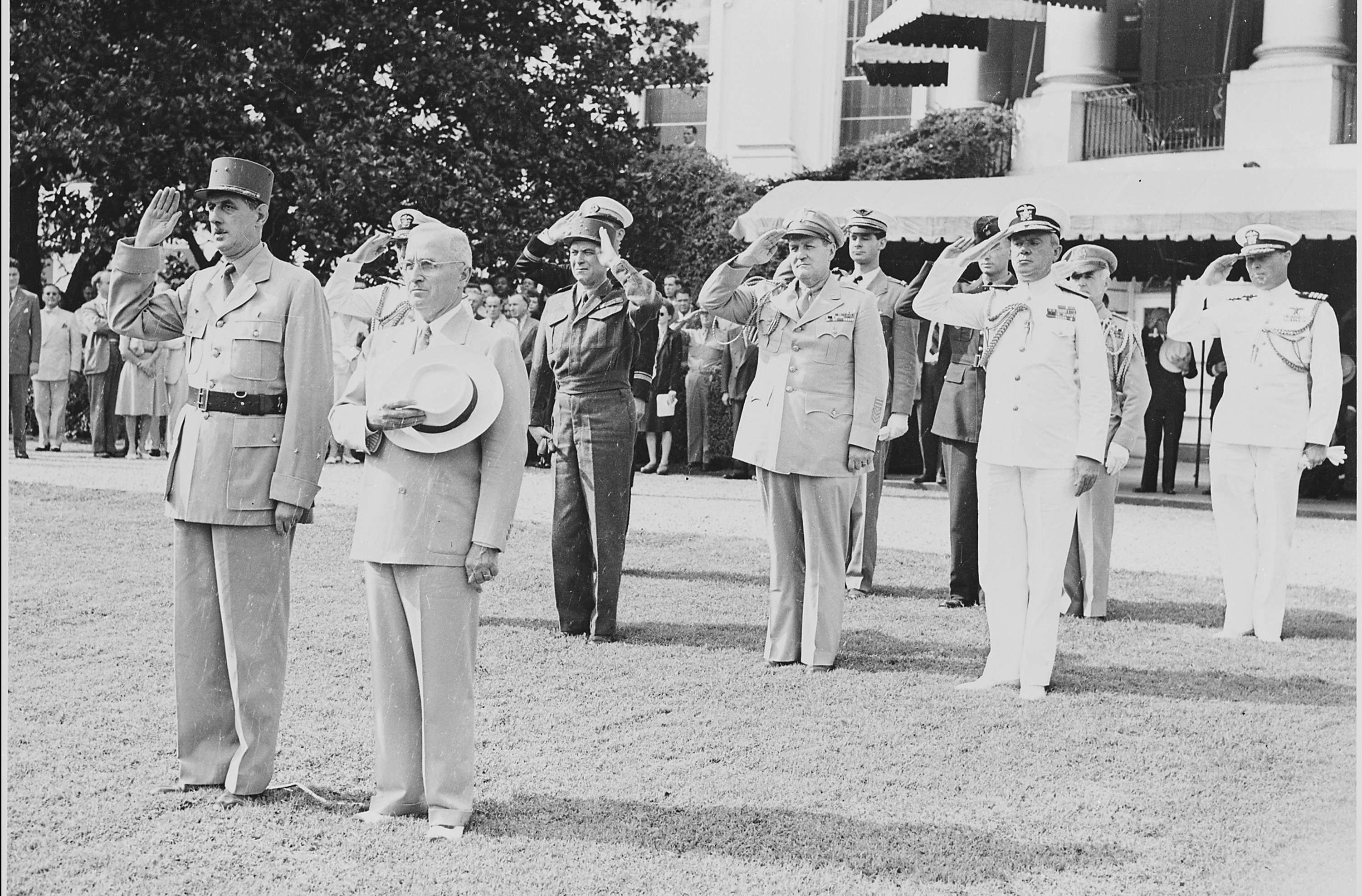Truman and President de Gaulle During Welcoming Ceremonies