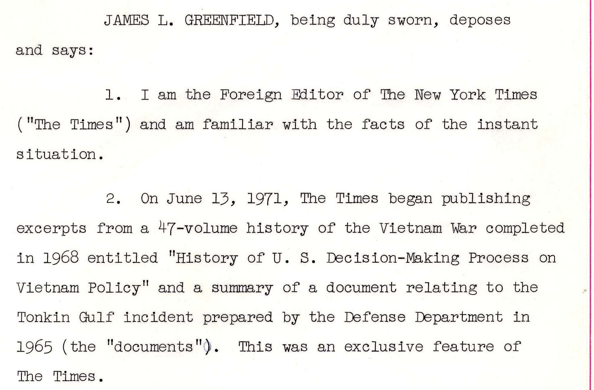 Affidavit of James L. Greenfield