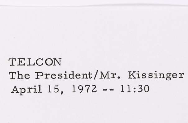 "Telcon" between President Nixon and Henry Kissinger