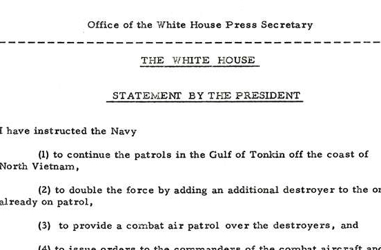 Press Release Following the First Tonkin Gulf Incident
