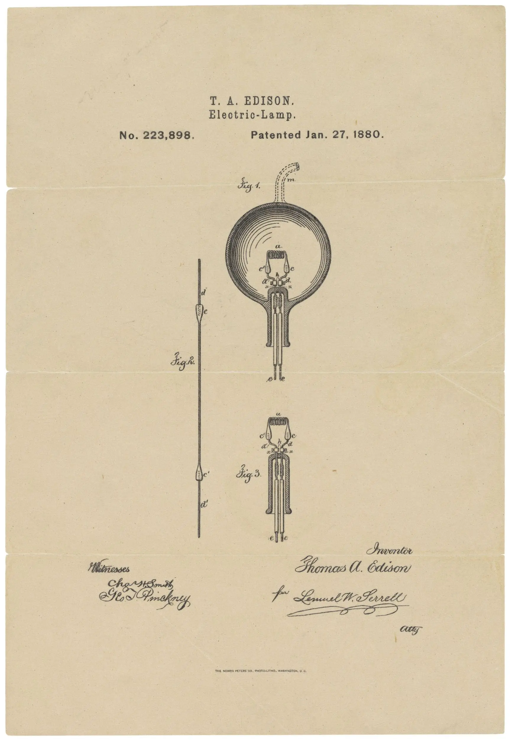 Patent Application for the Incandescent Light Bulb