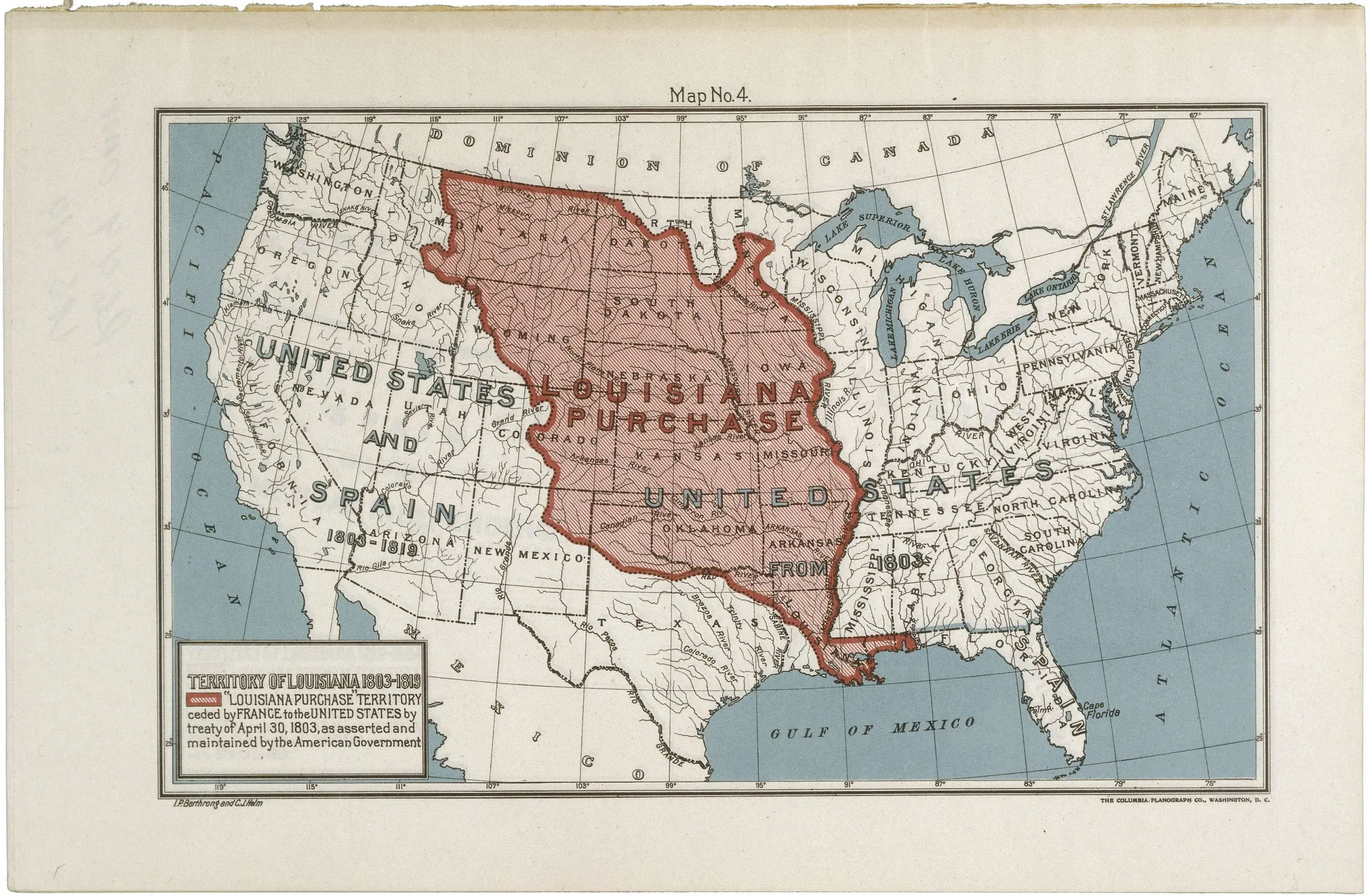 Map of the Louisiana Purchase Territory