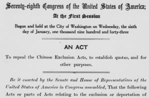 Act of December 17, 1943, Public Law 78-199, 57 STAT 600, to repeal the