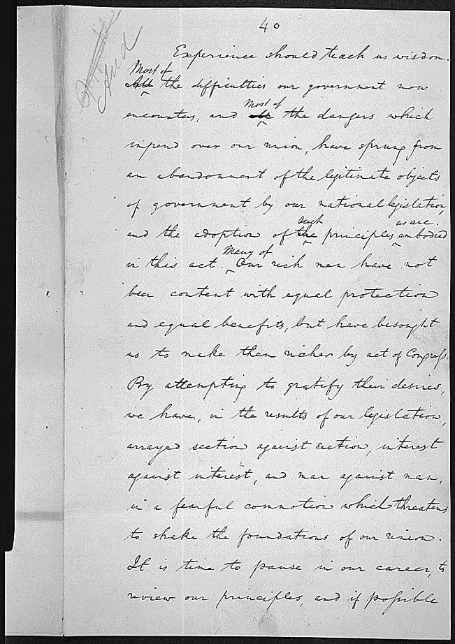 Selection from President Andrew Jackson's Veto of the Bank Recharter ...