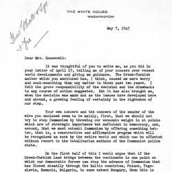 Truman Letters Letter from Harry S. Truman to Eleanor Roosevelt - DocsTeach