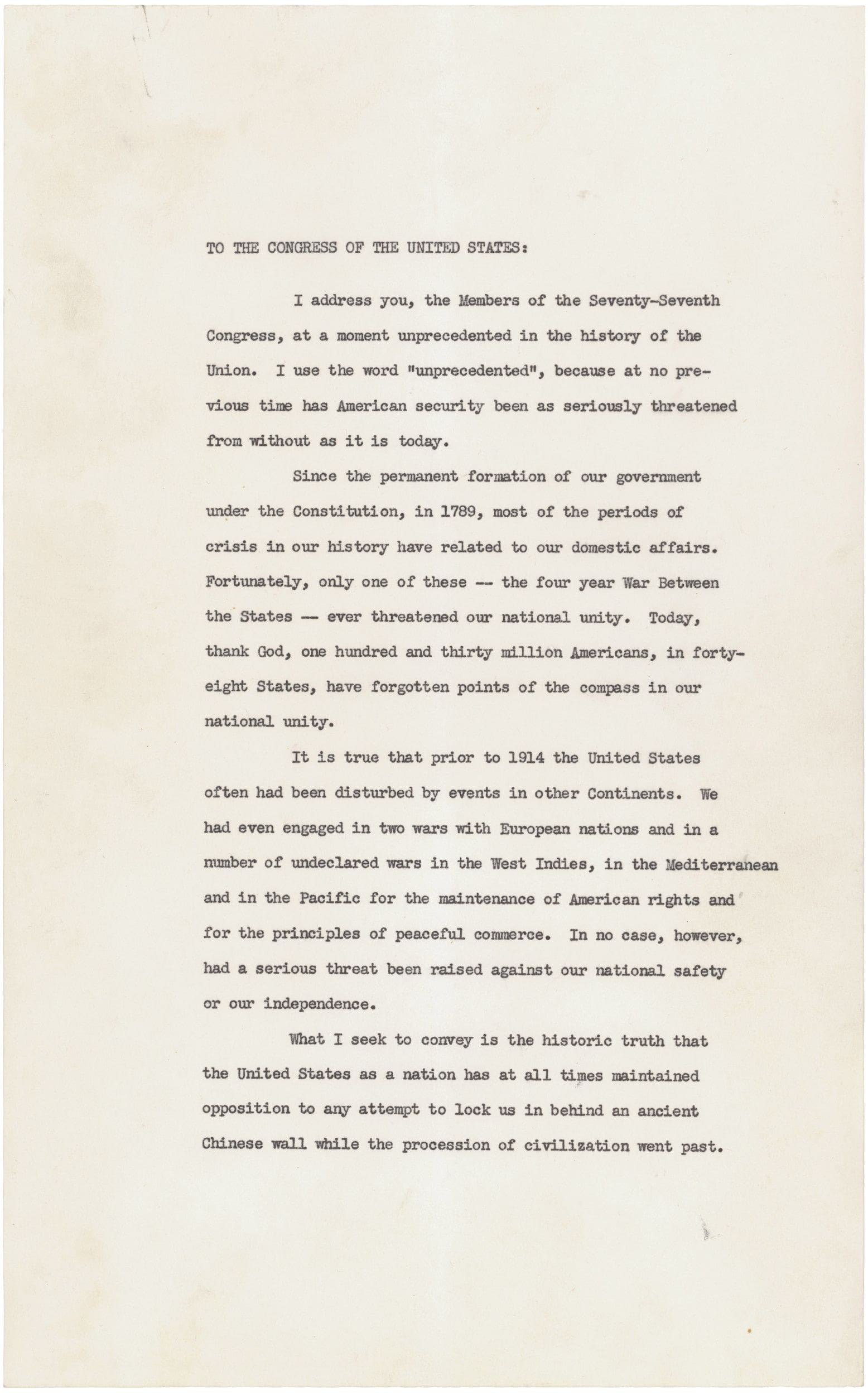 President Franklin Roosevelt's Annual Message to Congress [Four