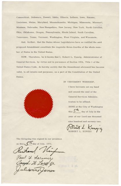 Certification of the 26th Amendment