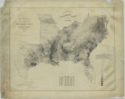 Map Showing the Distribution of the Slave Population of the Southern States of the United States