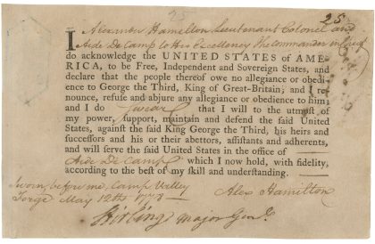 Alexander Hamilton's Oath of Allegiance   - Page 01