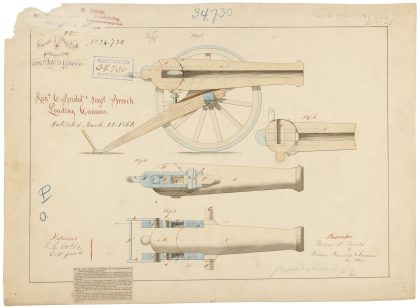 Drawing of Improvements in Breech-Loading Repeating Cannon - Page 01