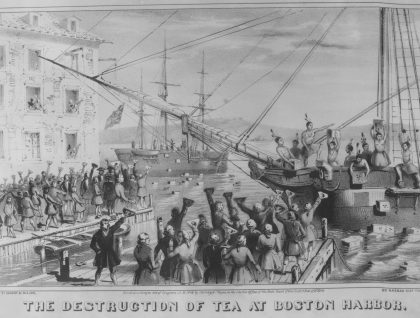 The Destruction of Tea at Boston Harbor. 1773. Copy of lithograph by Sarony & Major, 1846 - Page 01